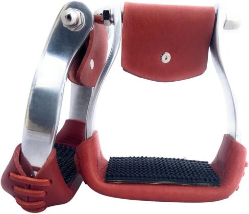 AJ Tack Aluminum Barrel Racing Stirrups Tanned Leather Tread in Saudi Arabia