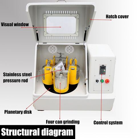 آلة مطحنة الكرة الكوكبية 4 لتر، مختبر سيراميك الألومينا، مطحنة الكرة الكوكبية، مطحنة مسحوق المختبر، مطحنة الكواكب السيراميكية مع وعاء طحن 4 × 1 لتر لتربة السيراميك 110 فولت in Kuwait