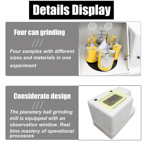 آلة مطحنة الكرة الكوكبية 4 لتر، مختبر سيراميك الألومينا، مطحنة الكرة الكوكبية، مطحنة مسحوق المختبر، مطحنة الكواكب السيراميكية مع وعاء طحن 4 × 1 لتر لتربة السيراميك 110 فولت in Kuwait