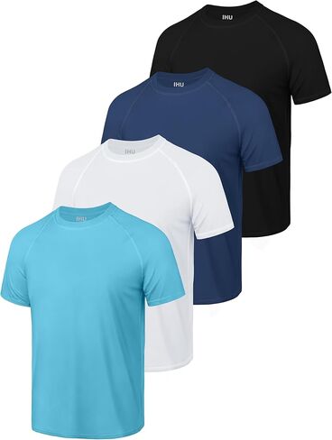 4 حزمة بويز بويز واقي شباب القمصان النيون UPF 50+ قصيرة الأكمام قمصان السباحة الجافة السريعة حماية أشعة الشمس Rashguard in Kuwait