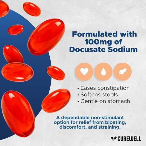 Stool Softener Docusate Sodium 100mg Softgels (1000 Count) | Gentle Non-Stimulant Laxative for Constipation & Irregularity | Comfortable Constipation Relief Stool Softener for Men & Women in Saudi Arabia