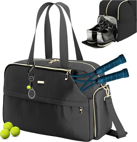 Tennis Bag for Women with Shoe Compartment, Large Tennis Racket Bag Fits 2 Racquets, Pickleball Gym Sports Tote with Shoulder Strap & Water Bottle Pocket in Saudi Arabia