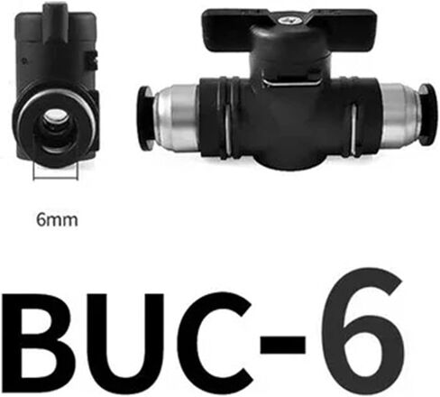 Pneumatic Manual Valve BUC BUL BUM Black Quick Coupling Steering Switch Ball Air Hose 4 6 8 10 12mm Straight Elbow 1Pcs(BUC6mm) in Saudi Arabia