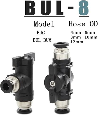 Pneumatic Manual Valve BUC BUL BUM Black Quick Coupling Steering Switch Ball Air Hose 4 6 8 10 12mm Straight Elbow 1Pcs(BUC6mm) in Saudi Arabia