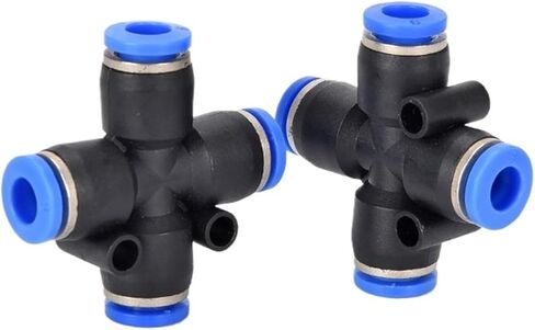 هوائي المقابس السريعة موصل البلاستيك الأزرق الصليب رباعية PZA4/6/8/10/12 مكون 1 قطعة (PK12) in Kuwait