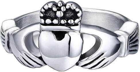 Jude Jewelers Retro Vintage Stainless Steel Claddagh Celtic Irish Heart Promise Anniversary Ring in Saudi Arabia