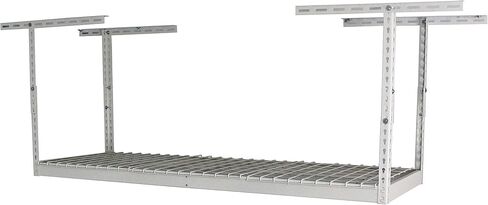 SafeRacks 2x6 Adjustable Overhead Garage Storage Rack, Heavy-Duty Steel Overhead Storage Rack with 300 lb Weight Capacity, Height Adjustable Garage Storage Organization System, White (24"-45") in Kuwait