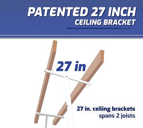 SafeRacks 2x6 Adjustable Overhead Garage Storage Rack, Heavy-Duty Steel Overhead Storage Rack with 300 lb Weight Capacity, Height Adjustable Garage Storage Organization System, White (24"-45") in Kuwait