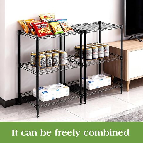 Wire Rack 3 Tier Shelving Unit - Heavy Duty Metal Storage Shelves 23.15" L x 13.11" W x 29.92" H Adjustable Wire Shelving Rack for Kitchen Storage Shelves, Garage Storage Rack in Saudi Arabia