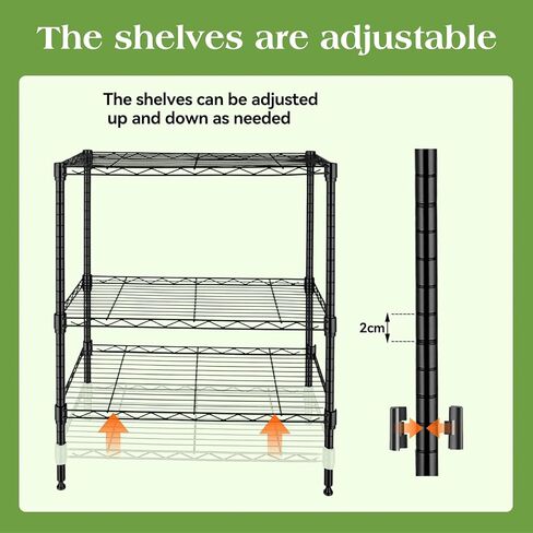 Wire Rack 3 Tier Shelving Unit - Heavy Duty Metal Storage Shelves 23.15" L x 13.11" W x 29.92" H Adjustable Wire Shelving Rack for Kitchen Storage Shelves, Garage Storage Rack in Saudi Arabia