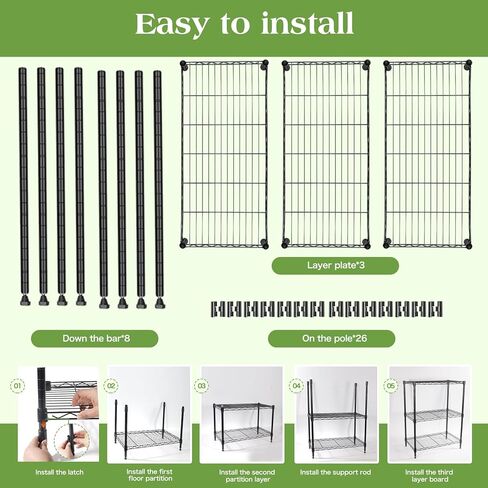 Wire Rack 3 Tier Shelving Unit - Heavy Duty Metal Storage Shelves 23.15" L x 13.11" W x 29.92" H Adjustable Wire Shelving Rack for Kitchen Storage Shelves, Garage Storage Rack in Saudi Arabia