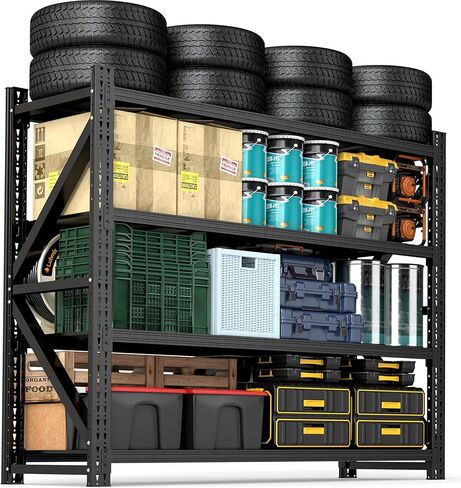 4 Tier Heavy Duty Garage Shelving,Industrial Shelving Built for Maximum Weight,Garage Storage Racks Heavy Duty Steel Shelves,Large Capacity Metal Rack for Warehouse,Shop,Basement in Kuwait