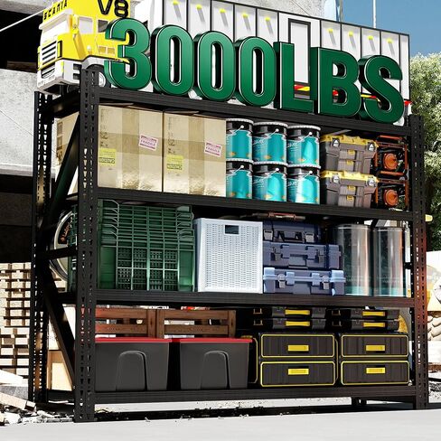 4 Tier Heavy Duty Garage Shelving,Industrial Shelving Built for Maximum Weight,Garage Storage Racks Heavy Duty Steel Shelves,Large Capacity Metal Rack for Warehouse,Shop,Basement in Kuwait