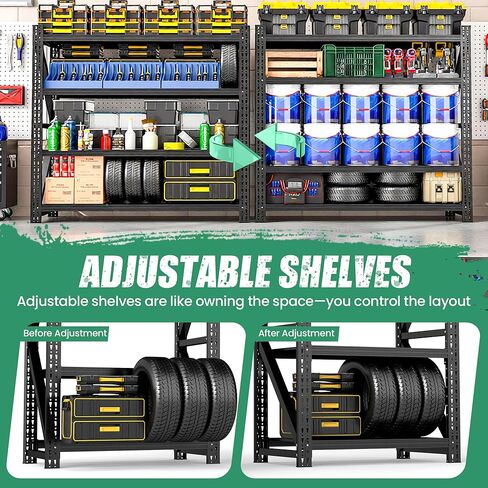 4 Tier Heavy Duty Garage Shelving,Industrial Shelving Built for Maximum Weight,Garage Storage Racks Heavy Duty Steel Shelves,Large Capacity Metal Rack for Warehouse,Shop,Basement in Kuwait