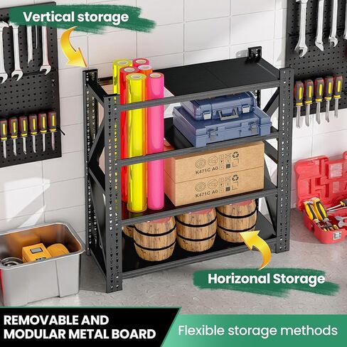 4 Tier Heavy Duty Garage Shelving,Industrial Shelving Built for Maximum Weight,Garage Storage Racks Heavy Duty Steel Shelves,Large Capacity Metal Rack for Warehouse,Shop,Basement in Kuwait