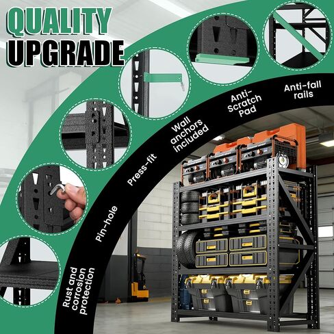 4 Tier Heavy Duty Garage Shelving,Industrial Shelving Built for Maximum Weight,Garage Storage Racks Heavy Duty Steel Shelves,Large Capacity Metal Rack for Warehouse,Shop,Basement in Kuwait