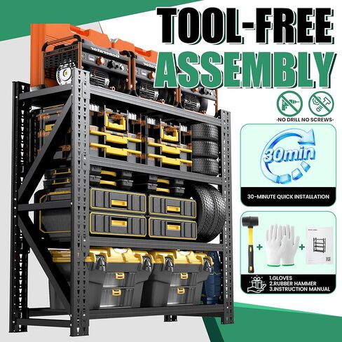 4 Tier Heavy Duty Garage Shelving,Industrial Shelving Built for Maximum Weight,Garage Storage Racks Heavy Duty Steel Shelves,Large Capacity Metal Rack for Warehouse,Shop,Basement in Kuwait