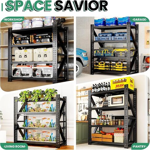 4 Tier Heavy Duty Garage Shelving,Industrial Shelving Built for Maximum Weight,Garage Storage Racks Heavy Duty Steel Shelves,Large Capacity Metal Rack for Warehouse,Shop,Basement in Kuwait