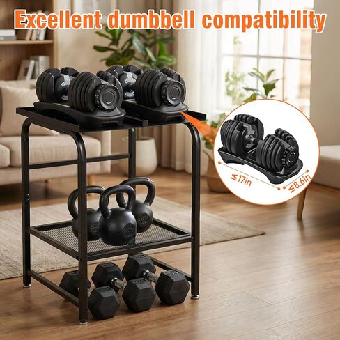 حامل دمبل عالي التحمل قابل للتعديل لصالة الألعاب الرياضية المنزلية، حامل الدمبل ورف تخزين الوزن، سعة تحميل 500 رطل، حامل كيتل بيل، منظم تدريب القوة بحامل الوزن القابل للتعديل (الرف فقط) in Kuwait