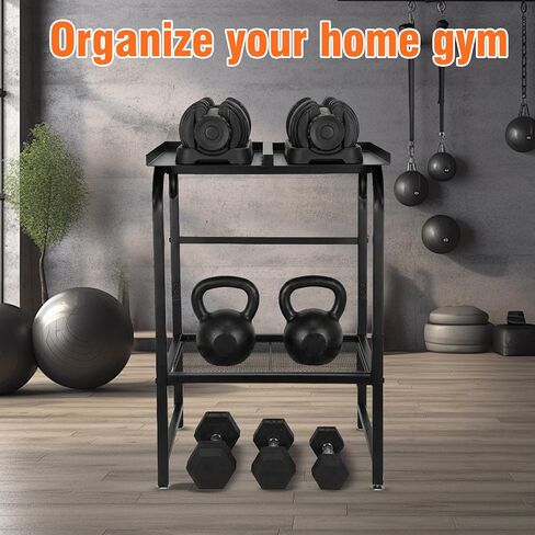 حامل دمبل عالي التحمل قابل للتعديل لصالة الألعاب الرياضية المنزلية، حامل الدمبل ورف تخزين الوزن، سعة تحميل 500 رطل، حامل كيتل بيل، منظم تدريب القوة بحامل الوزن القابل للتعديل (الرف فقط) in Kuwait