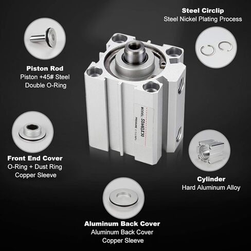 أسطوانة هواء ألومنيوم مزدوجة التمثيل 20 مم تتحمل 10 مم السكتة الدماغية مع وظيفة تخزين الزيت للأتمتة الصناعية in Kuwait