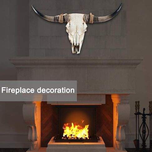 Cow Skull Wall Decor,Long Horn Cow Skull Wall Hanging, Faux Longhorn Skull Faux Taxidermy Head Wall Decor Handmade Simulation Large Bull's Head Farmhouse Decor Wall in Kuwait