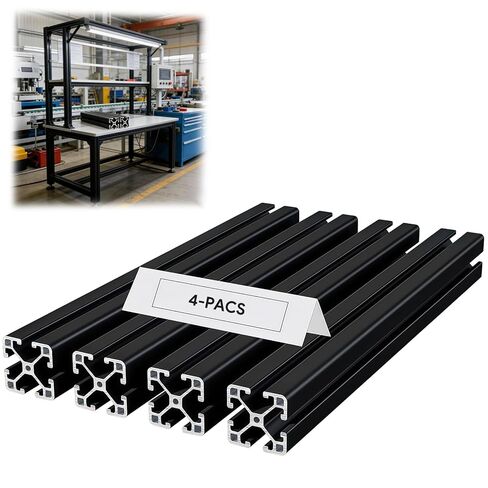 4 PCS 48" 4040 T Slot Aluminum Extrusion Profile, 1220mm Durable Extruded Aluminum Profile, Anodized European Standard Linear Rail, for 3D Printers, DIY Projects, Automation Equipment, Black in Kuwait