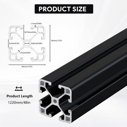 4 PCS 48" 4040 T Slot Aluminum Extrusion Profile, 1220mm Durable Extruded Aluminum Profile, Anodized European Standard Linear Rail, for 3D Printers, DIY Projects, Automation Equipment, Black in Kuwait