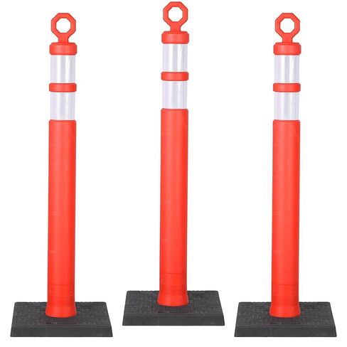42" Heavy-Duty Traffic Delineator Posts (3 Pack) – Tall Safety Cones with 360° Reflective Collars & Weighted Base for Construction Zones, Road Work, Warehouse Aisles, Parking Lot Control – Orange in Kuwait