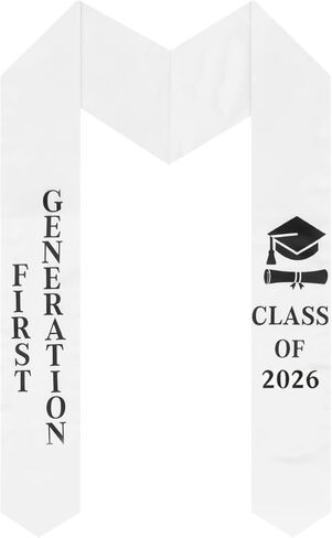 First Generation Graduation Stole White Satin Sash Class of 2025 Graduation Stole for College Graduates in Saudi Arabia