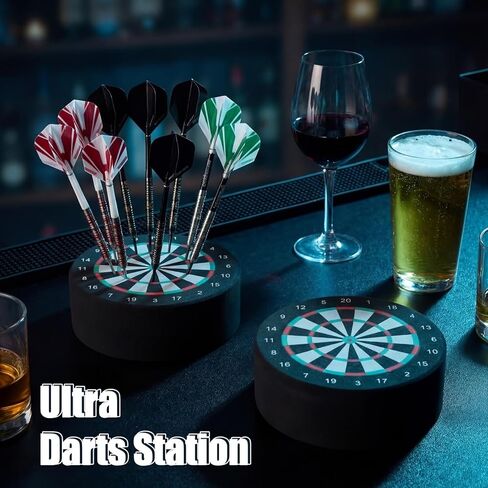 2 Pieces Round Dart Holder Base, Mini Dartboard Stand Accessories for Steel Tip and Soft Tip Darts, Indoor Game Supplies and Home Decor in Saudi Arabia