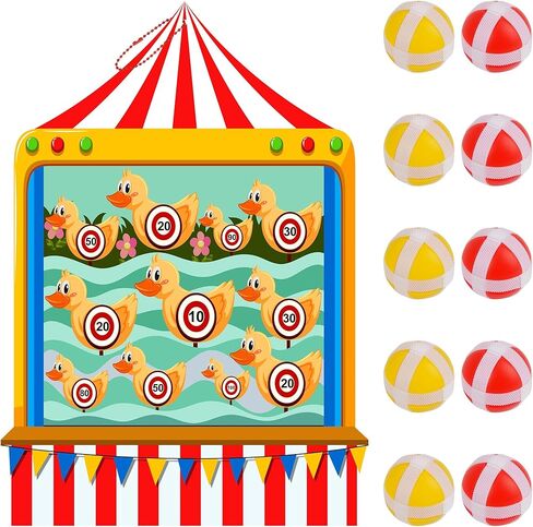ألعاب الكرنفال للأطفال - لوح رمي السهام مع 10 كرات لاصقة من اللباد لتزيين حفلات الكرنفال للأنشطة الداخلية والخارجية، مجموعة مستلزمات تزيين حفلات أعياد الميلاد (19.7 × 13.8 بوصة) in Kuwait