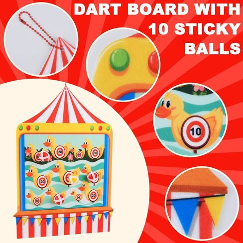 ألعاب الكرنفال للأطفال - لوح رمي السهام مع 10 كرات لاصقة من اللباد لتزيين حفلات الكرنفال للأنشطة الداخلية والخارجية، مجموعة مستلزمات تزيين حفلات أعياد الميلاد (19.7 × 13.8 بوصة) in Kuwait