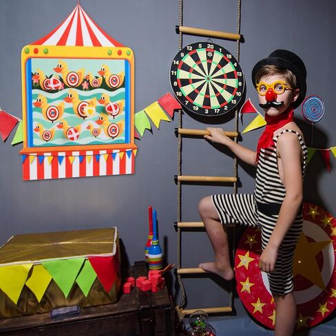 ألعاب الكرنفال للأطفال - لوح رمي السهام مع 10 كرات لاصقة من اللباد لتزيين حفلات الكرنفال للأنشطة الداخلية والخارجية، مجموعة مستلزمات تزيين حفلات أعياد الميلاد (19.7 × 13.8 بوصة) in Kuwait
