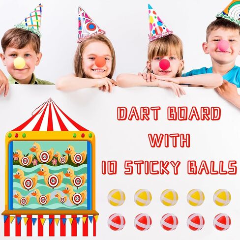 ألعاب الكرنفال للأطفال - لوح رمي السهام مع 10 كرات لاصقة من اللباد لتزيين حفلات الكرنفال للأنشطة الداخلية والخارجية، مجموعة مستلزمات تزيين حفلات أعياد الميلاد (19.7 × 13.8 بوصة) in Kuwait