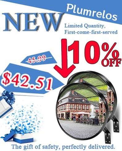 2pcs 12 بوصة مرآة محدب أكريليك - زاوية قابلة للتعديل عرض الزاوية العمياء مرآة البقعة لمستودع المرآب ، والمدارس ، وسلامة المتجر والمكاتب ، والاستخدام الداخلي في الهواء الطلق مع حائط جبل جبل in Kuwait