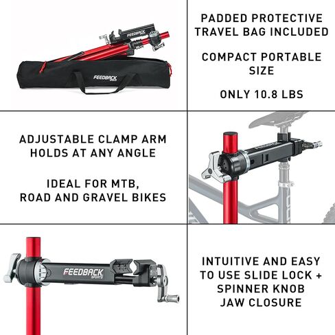 Feedback Sports | Ultralight Bike Repair Stand | Bicycle Workstand W/Tripod Base | Lightweight and Durable Aluminum | Red (Red, Ultralight Pro) in Saudi Arabia