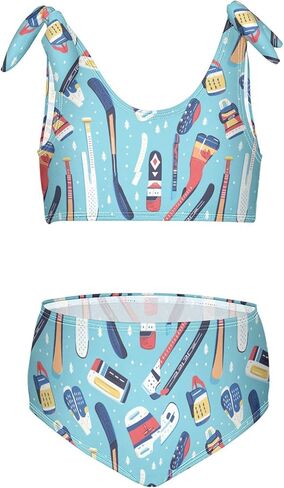 Wusikd Ice Hockey Girls Swimsuits Two Piece Swimwear Bikini Set for for Girls Size 11-12T in Kuwait