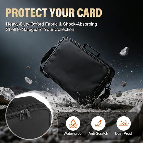 صندوق تخزين بطاقة MTG Bag Card لـ 2000+ بطاقة ، وسحر الحافظة على الطبقات المزدوجة مع المقسمات وأشرطة الكتف ، وحالة بطاقة التداول تناسب MTG/TCG/Magic/Sports Cards - Black in Kuwait