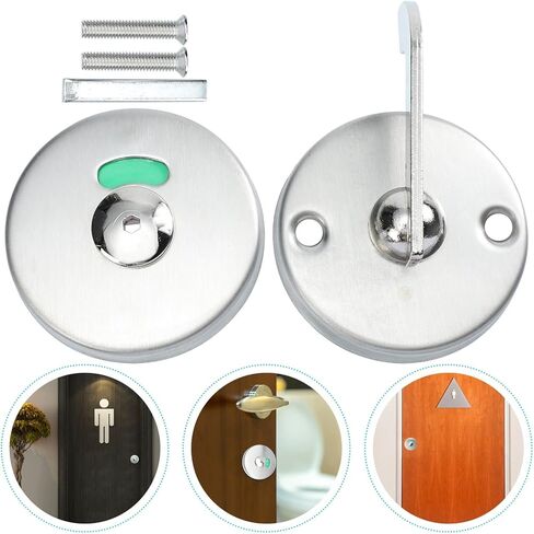 Stainless Steel Public Toilet Privacy Lock with Red Green Occupied Vacancy Indicator for Partition Doors, Commercial Restroom Door Latch with Visual Indicator in Saudi Arabia