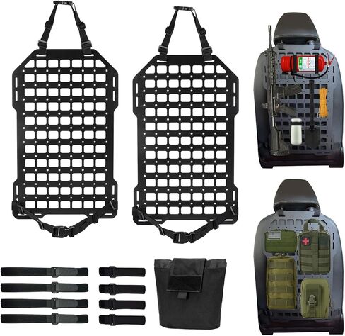 Molle Panel for Truck - Tactical Seat Back Organizer (2-Pack), Rigid Molle Seat Back Panel, Sturdy High-Strength Polymer, Includes 1 Utility Bag in Kuwait