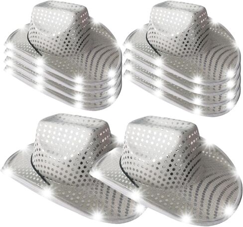 10 Pcs Wedding Light Up Cowboy Hat Led Cowboy Hat Lights Cowboy Cowgirl Hat for Wedding Western Bachelorette Party in Kuwait