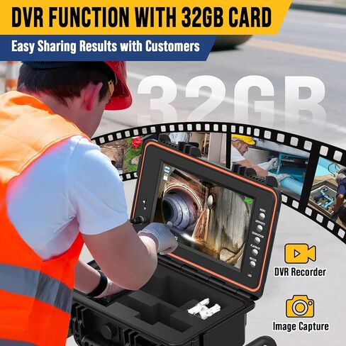 Anysun Self-Leveling Sewer Camera with Meter Marking, 9'' IPS Screen, HD 1080P Resolution, 5100mAh Battery, 100ft 5mm Cable Sewer Drain Video Inspection Camera with DVR Recorder and 32GB SD Card in Saudi Arabia
