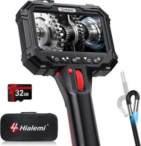 منظار مفصلي ثنائي الاتجاه مع قفل تحوم المسبار، كاميرا منظار داخلي مقاس 6.2 مم مع ضوء، 5 بوصات IPS/ 1080P/ 0.24 بوصة، كاميرا ثعبان شبه صلبة بطول 5.0 أقدام، منظار داخلي صناعي للفحص الميكانيكي in Kuwait