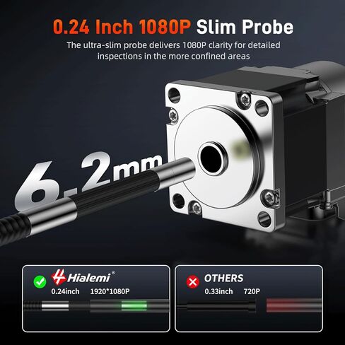 منظار مفصلي ثنائي الاتجاه مع قفل تحوم المسبار، كاميرا منظار داخلي مقاس 6.2 مم مع ضوء، 5 بوصات IPS/ 1080P/ 0.24 بوصة، كاميرا ثعبان شبه صلبة بطول 5.0 أقدام، منظار داخلي صناعي للفحص الميكانيكي in Kuwait