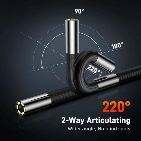 منظار مفصلي ثنائي الاتجاه مع قفل تحوم المسبار، كاميرا منظار داخلي مقاس 6.2 مم مع ضوء، 5 بوصات IPS/ 1080P/ 0.24 بوصة، كاميرا ثعبان شبه صلبة بطول 5.0 أقدام، منظار داخلي صناعي للفحص الميكانيكي in Kuwait