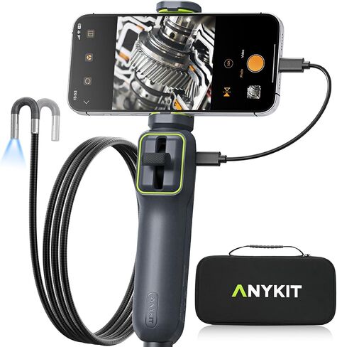 Anykit Two-Way Articulating Borescope with Light, Industrial Endoscope Inspection Camera with 0.22in Articulated Scope Flexible Snake Scope for Wall Automotive Engine Inspect- 5FT in Kuwait