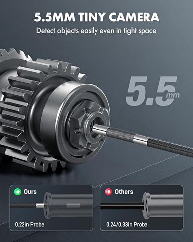 Anykit Two-Way Articulating Borescope with Light, Industrial Endoscope Inspection Camera with 0.22in Articulated Scope Flexible Snake Scope for Wall Automotive Engine Inspect- 5FT in Kuwait