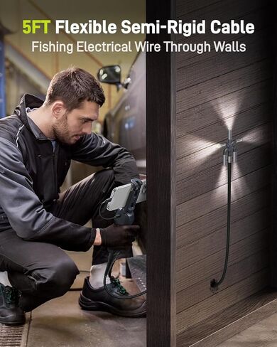 Anykit Two-Way Articulating Borescope with Light, Industrial Endoscope Inspection Camera with 0.22in Articulated Scope Flexible Snake Scope for Wall Automotive Engine Inspect- 5FT in Kuwait