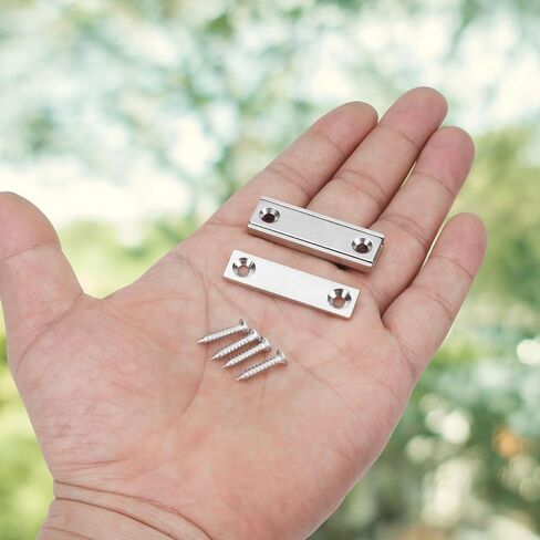 Neosmuk Bar Magnets with Screws, 70lbs Strong Neodymium Disc Magnet with Holes,Cup Magnet with Mounting Hole Heavy Duty, Rectangular Rare Earth Magnetic High Strength,Silver 4 Pack in Kuwait